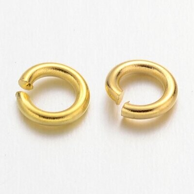 50 x Gold Plated Open Jump Rings, 5mm x 1mm