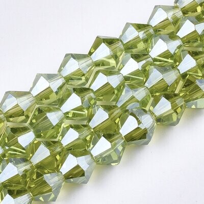 8mm Electroplated Pearl Lustre Bicone Crystals in Green