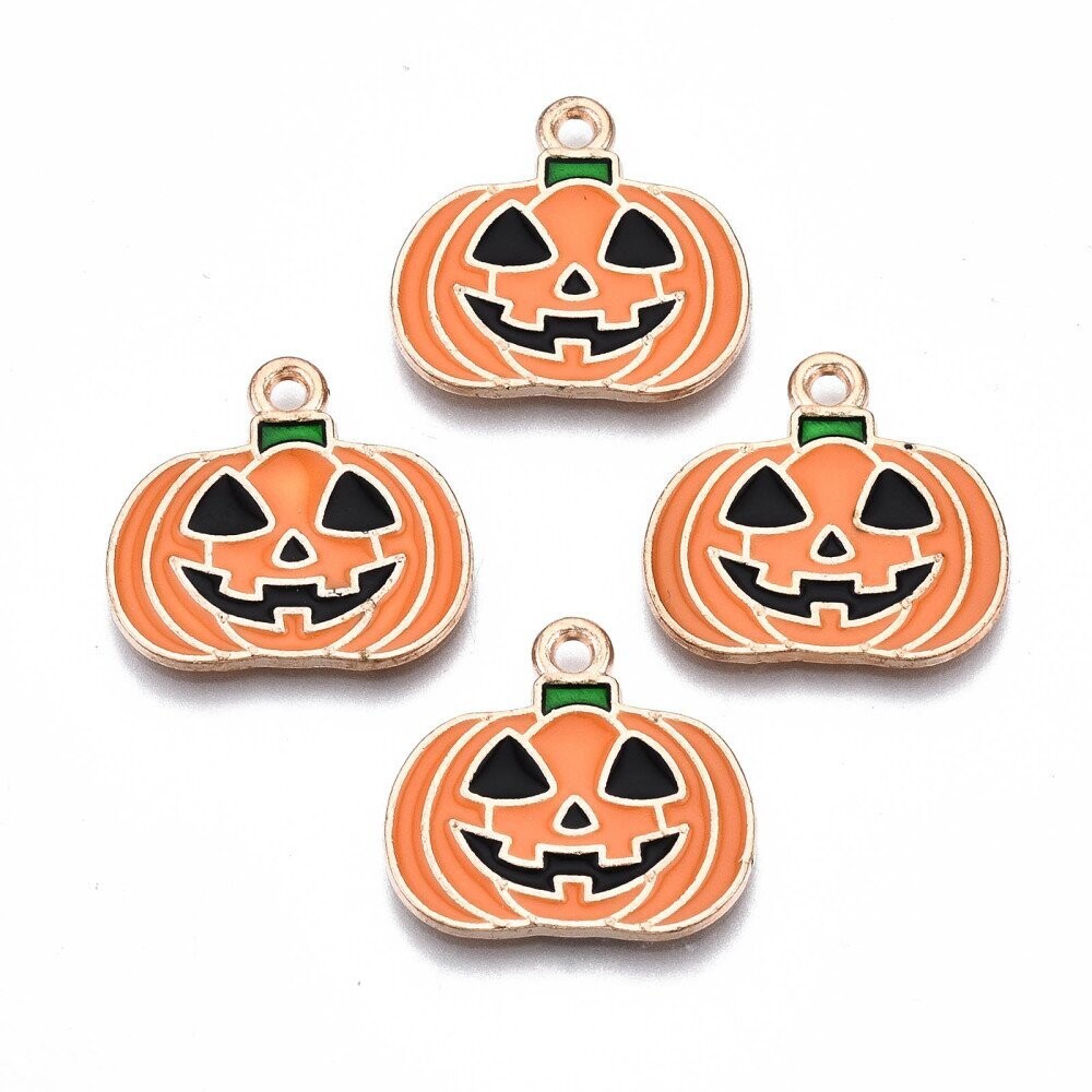 Halloween Enamel Pumpkin Charm, 19x21mm