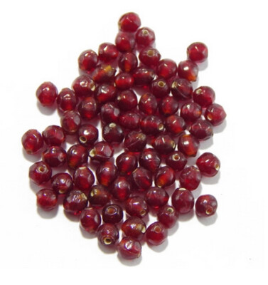 Indian Glass Beads in Dark Red, 6mm