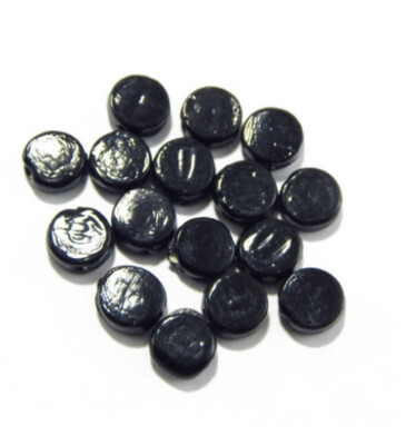 Indian Glass Coin Beads in Black, 10mm