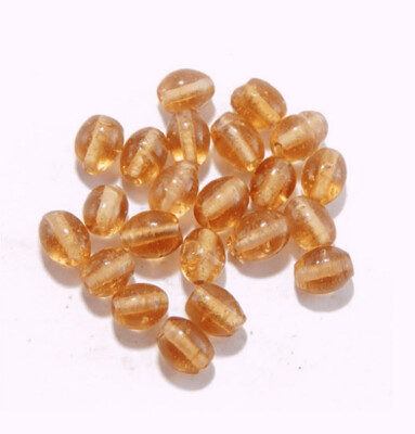Indian Glass Beads in Peach, 8x6mm