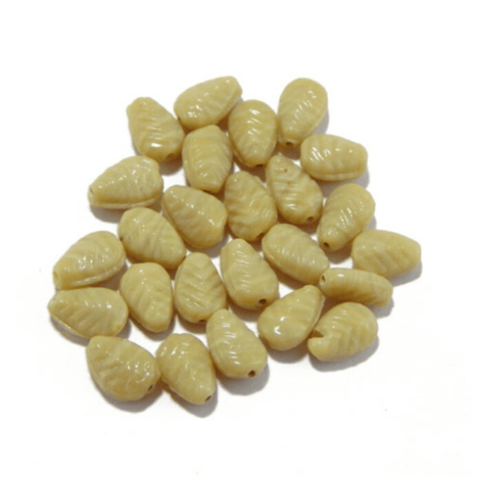 Indian Glass Teardrop Beads in Light Coffee, 13x8mm