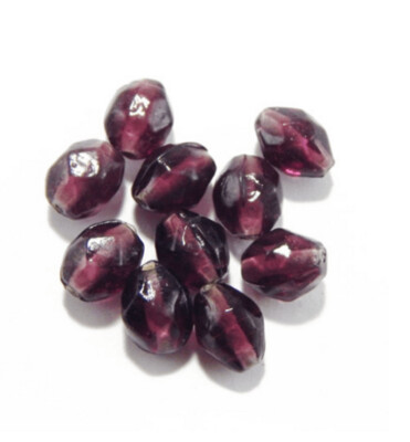Indian Glass Bicone Beads in Burgundy/Wine, 14x12mm