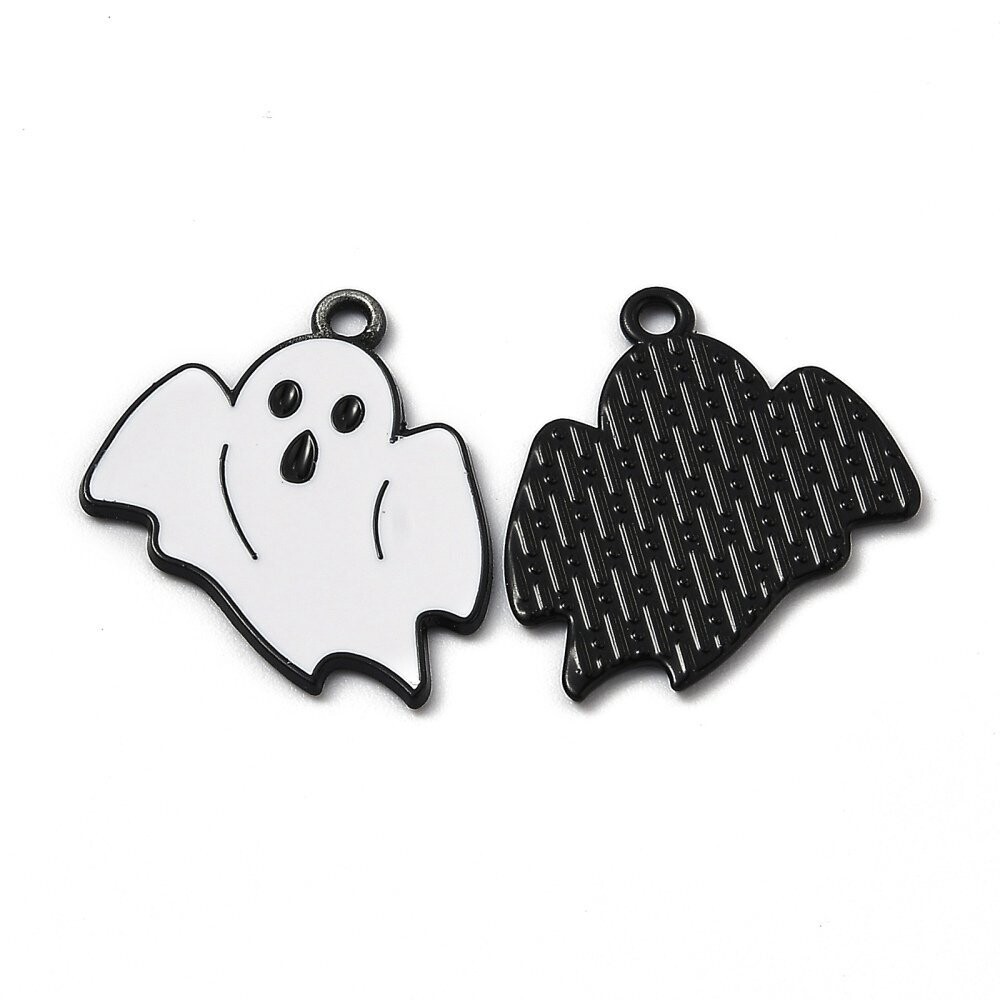 Enamel Halloween Ghost Charm/Pendant, 26x23mm