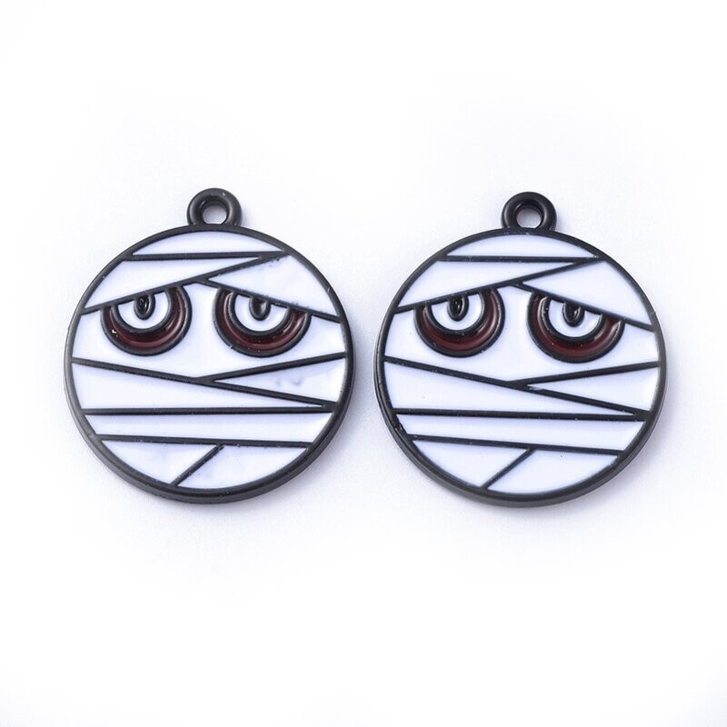 Enamel Halloween Mummy Charm/Pendant, 23x20mm