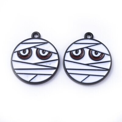 Enamel Halloween Mummy Charm/Pendant, 23x20mm