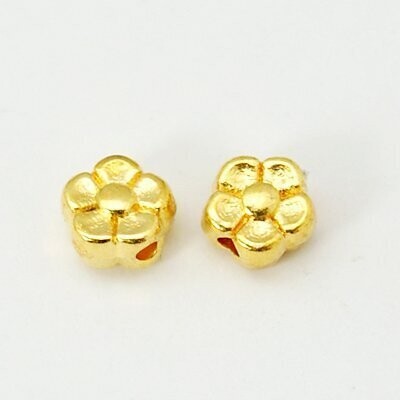 50 x Gold Tibetan Style Flower Beads, 5mm