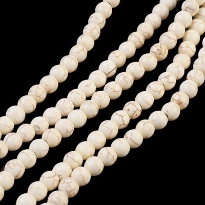 Howlite Beads in White, 6mm, 1 Strand