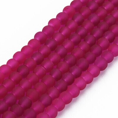 4mm Frosted Glass Beads in Berry Pink