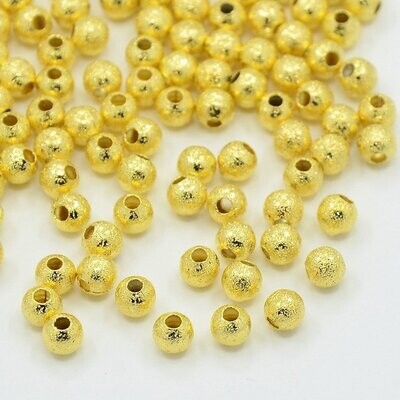 4mm Brushed Gold Plated Beads, 11g