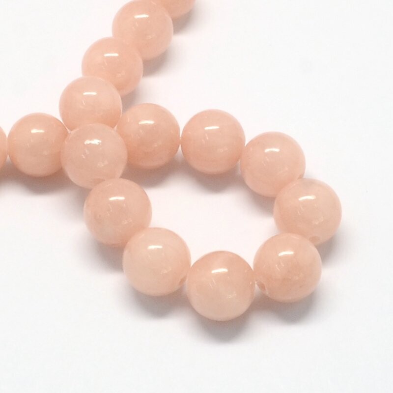Dyed Jade in Light Peach, 6mm, 1 Strand