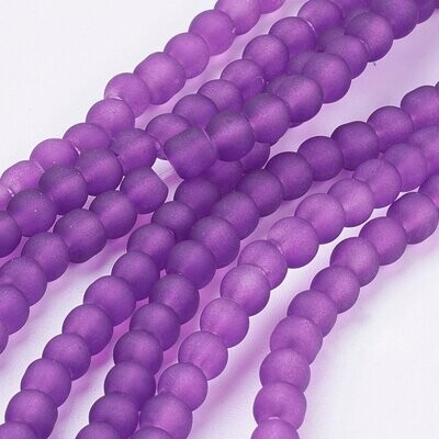 4mm Frosted Glass Beads in Purple