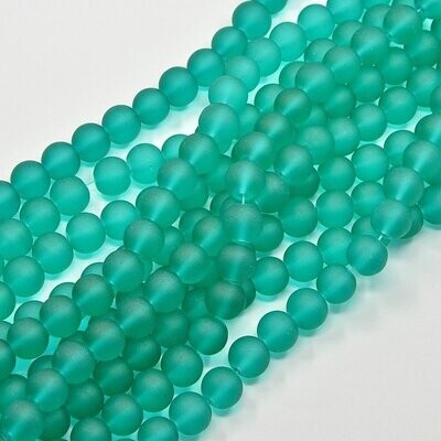 4mm Frosted Glass Beads in Teal
