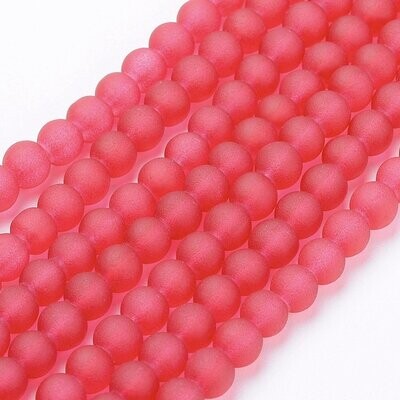 4mm Frosted Glass Beads in Red