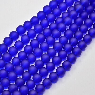 4mm Frosted Glass Beads in Royal Blue