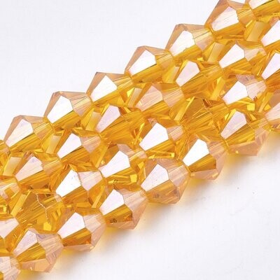 8mm Electroplated Pearl Lustre Bicone Crystals in Orange