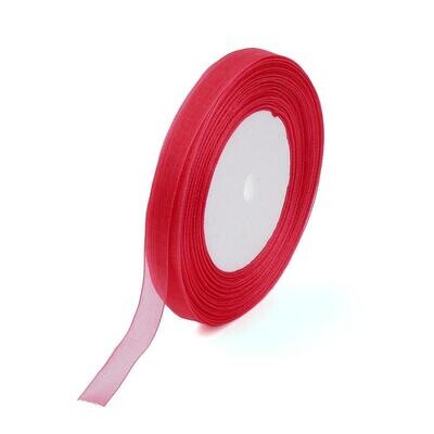 10mm Organza Ribbon, Red, 45m