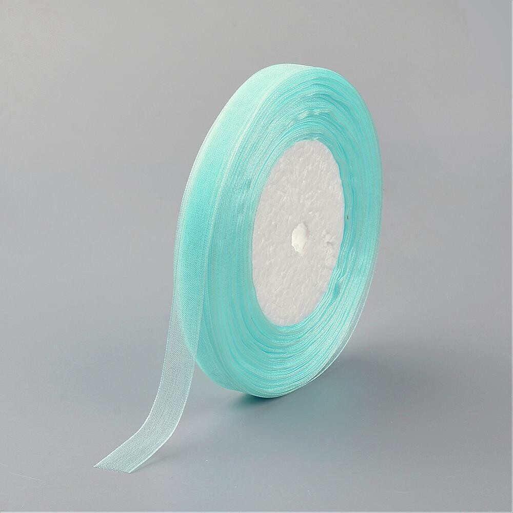 10mm Organza Ribbon, Light Turquoise, 45m