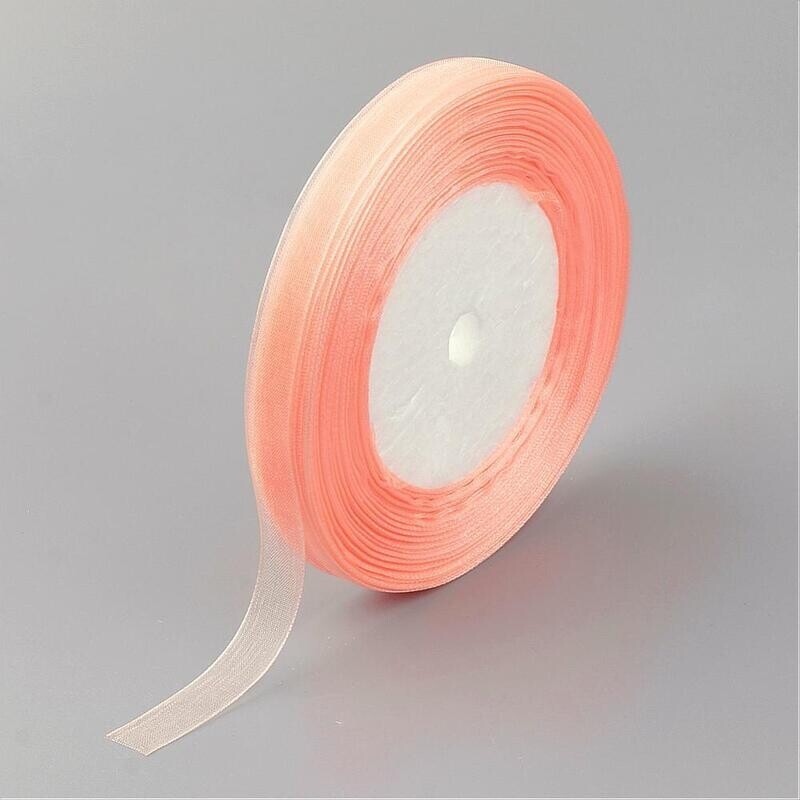 10mm Organza Ribbon, Peach, 45m