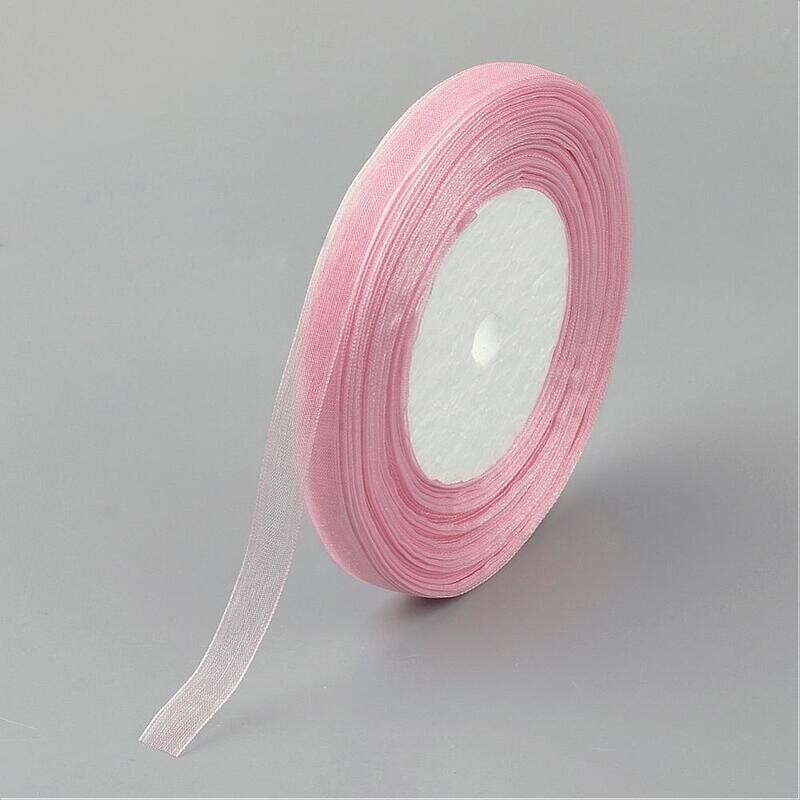 10mm Organza Ribbon, Pink, 45m