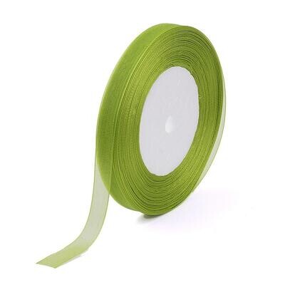 10mm Organza Ribbon, Lime Green, 45m