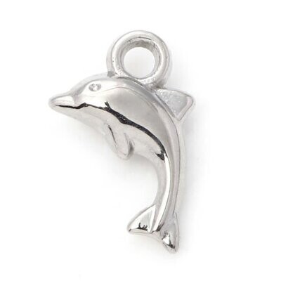 Antique Silver Acrylic Dolphin Charm, 16x10mm