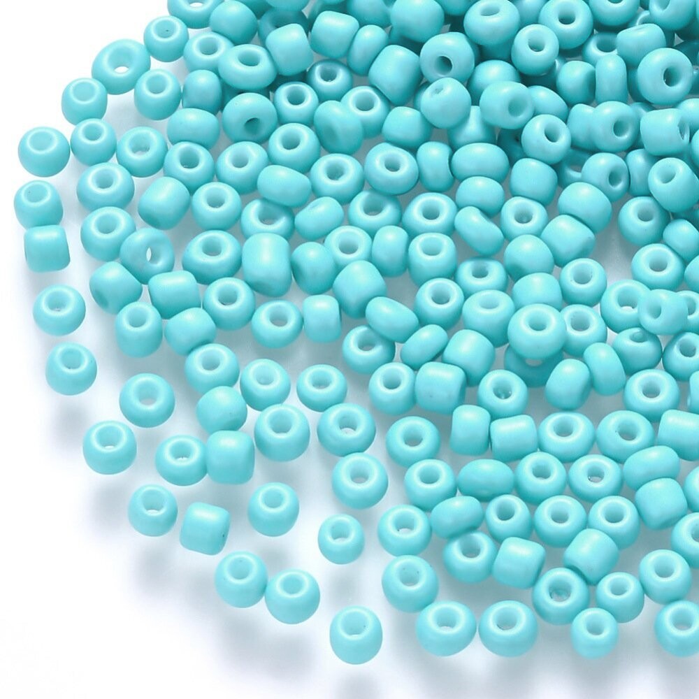 Seed Beads in Light Turquoise, Size 6, 4-5mm