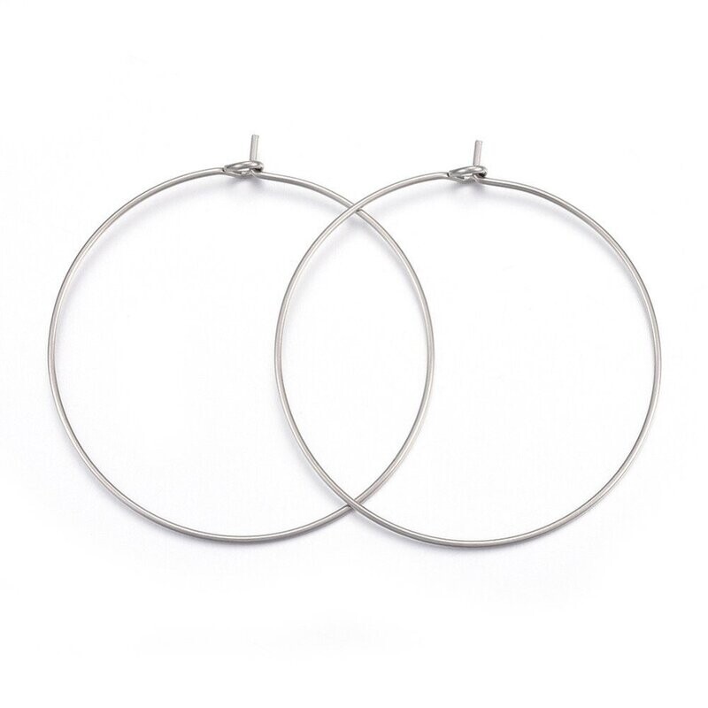10 x Stainless Steel Wine Glass Charm Hoops, Stainless Steel Colour, 20mm