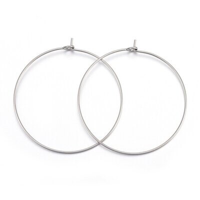 10 x Stainless Steel Wine Glass Charm Hoops, Stainless Steel Colour, 20mm
