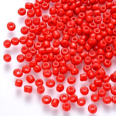 Seed Beads in Bright Red, Size 6, 4-5mm