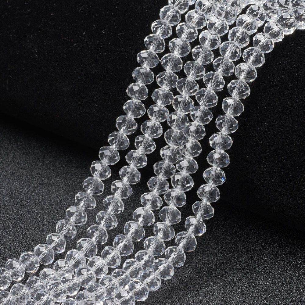 50 x 8x6mm Clear Crystal Glass Rondelles