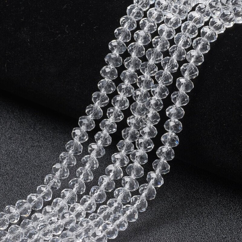 50 x 8x6mm Clear Crystal Glass Rondelles