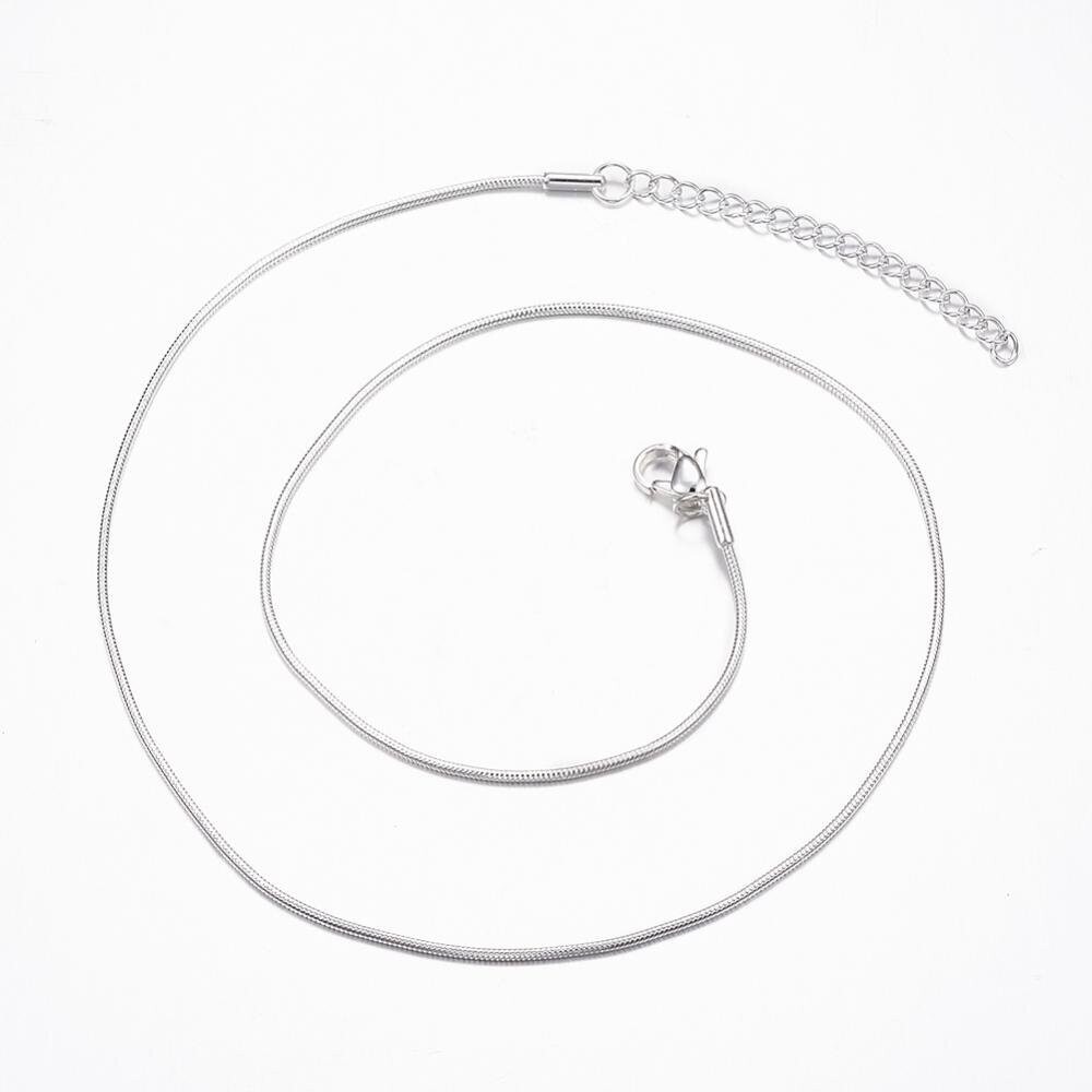 Silver Plated Stainless Steel Finished Snake Chain, 17.5"