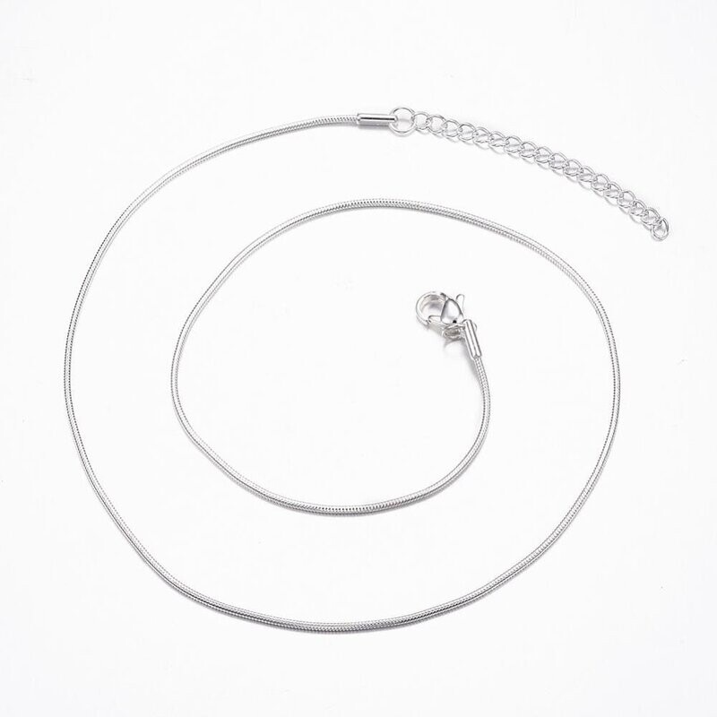 Silver Plated Stainless Steel Finished Snake Chain, 17.5"