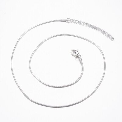 Silver Plated Stainless Steel Finished Snake Chain, 17.5