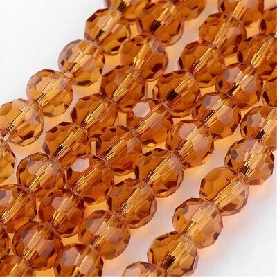 6mm Faceted Crystal Glass Beads in Copper, 1 Strand