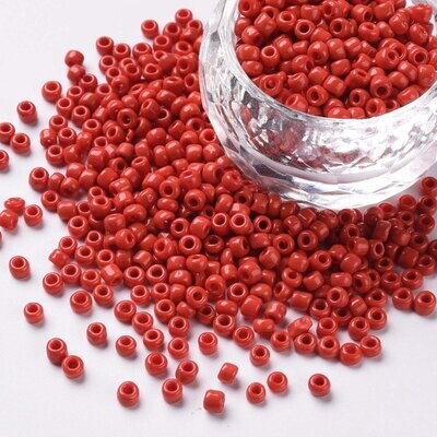 Seed Beads in Opaque Red, Size 8, 3mm