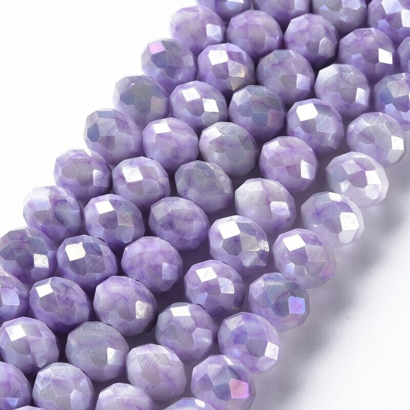 50 x 10x8mm Faceted Glass Beads in Pale Purple
