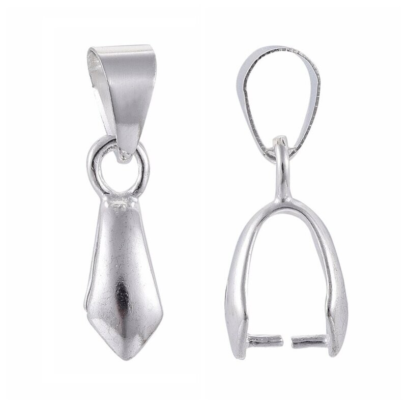 10 x Silver Plated Pinch Clip Bail, 14x7mm