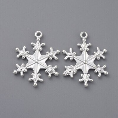 Silver Plated Snowflake Charm, 29x22mm