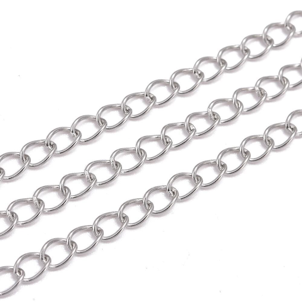 Stainless Steel Curb Chain 5 x 3.5 x 0.6mm, 1 Metre