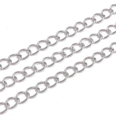 Stainless Steel Curb Chain 5 x 3.5 x 0.6mm, 1 Metre