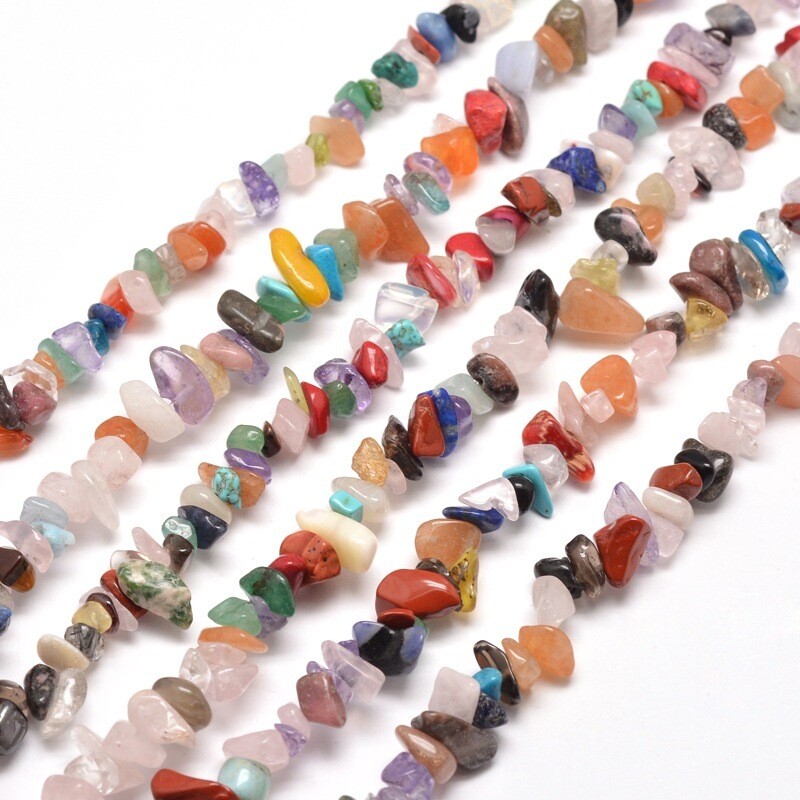 Mixed Gemstone Chips, 5-8mm, 1 Strand
