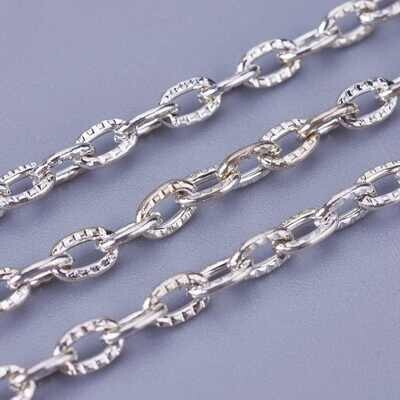 Fine Silver Plated Cable Chain 3x2x0.5mm, 1 Metre