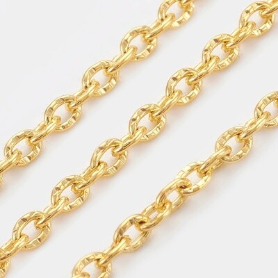 Fine Gold Plated Cable Chain 3x2x0.5mm, 1 Metre