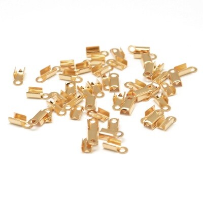 50 x Gold Plated Cord Ends / Crimp Ends, 8x4mm
