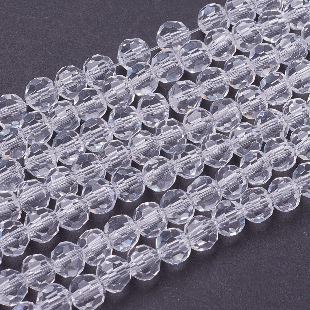 6mm Faceted Clear Crystal Glass Rondelles