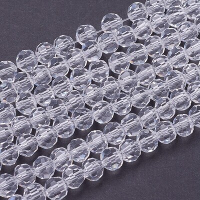 6mm Faceted Clear Crystal Glass Rondelles