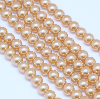 8mm Glass Pearls in Light Chocolate, 1 Strand